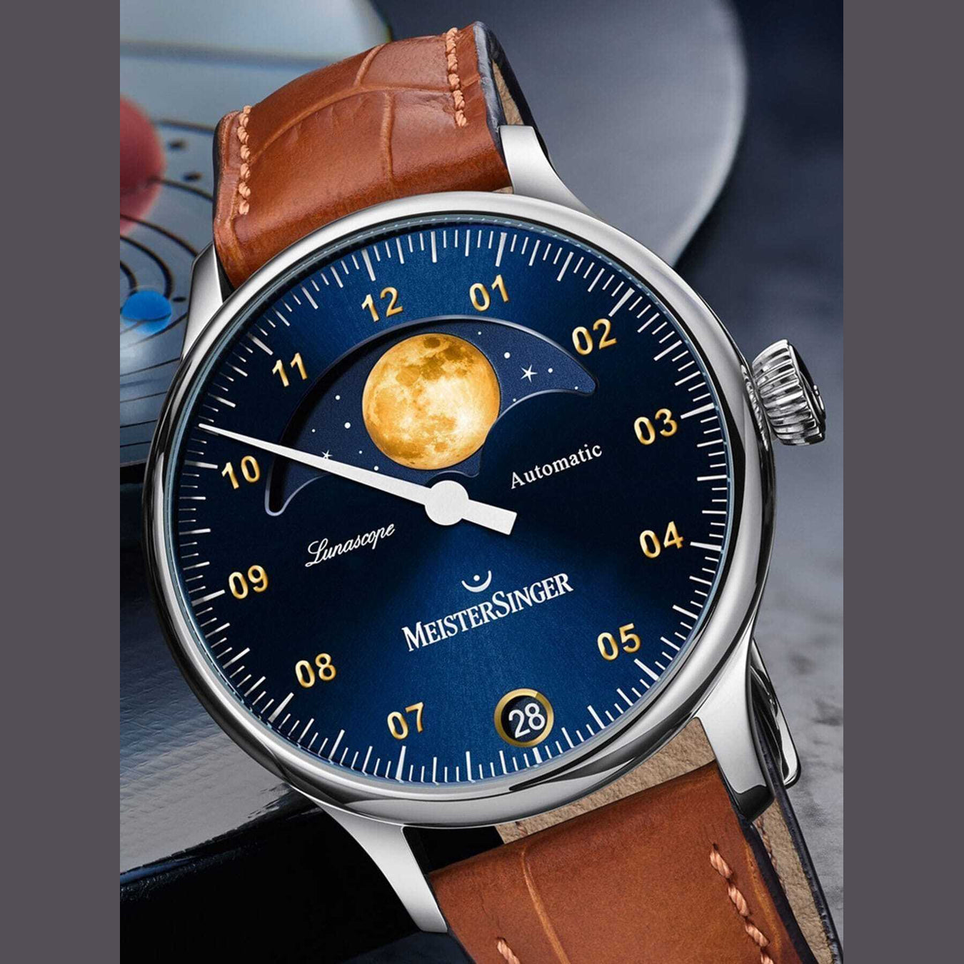 MeisterSinger Lunascope Sunburst Blue / Gold LS908G