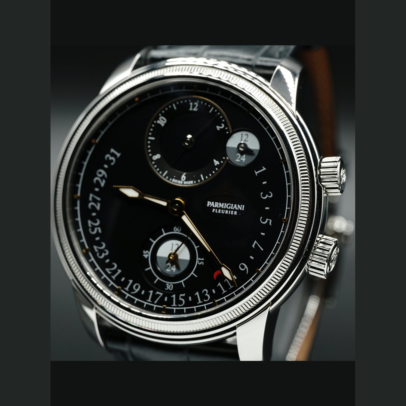 Parmigiani Fleurier Toric Hemispheres Retrograde Steel Black PFC493-0001400-XA1442