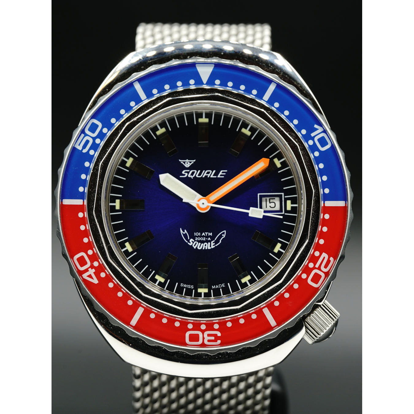 Squale Blue Red Sapphire Bezel 2002.SS.BLR.BL.ME22