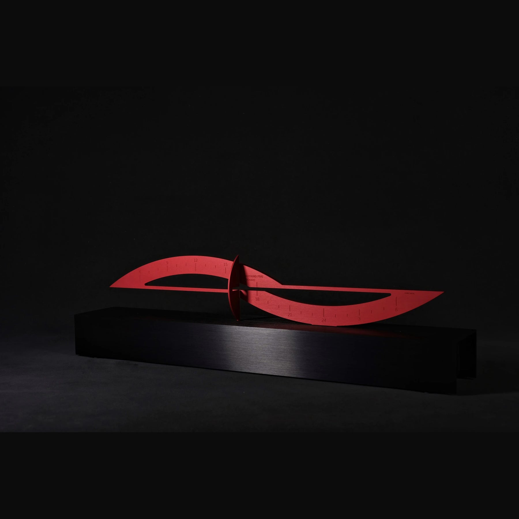 Around Five Red Brushed Aluminum Red Hour with Frame