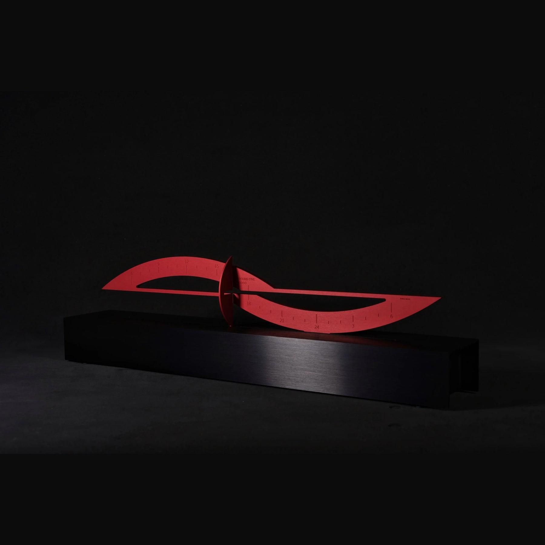 Around Five Red Brushed Aluminum Red Hour with Frame