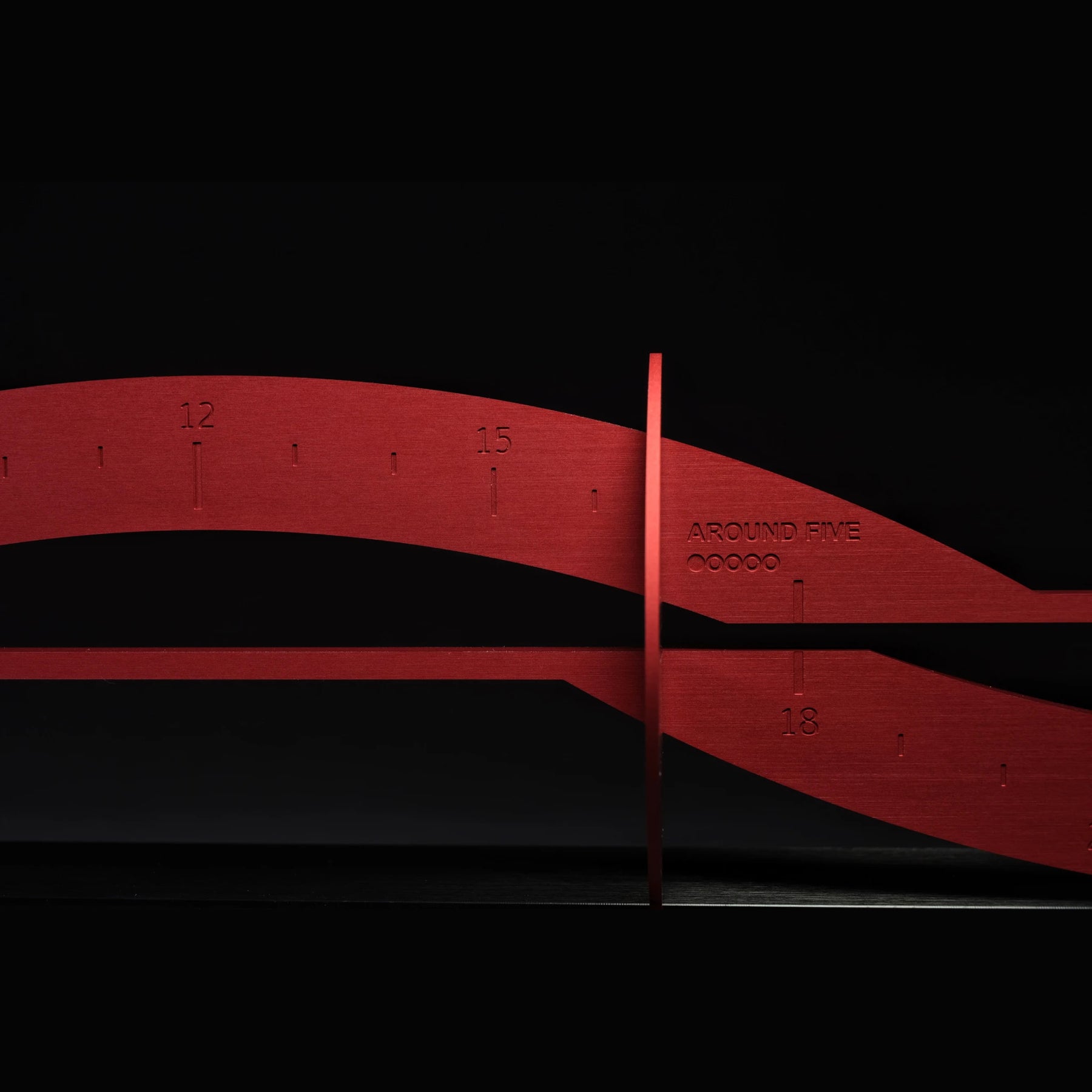 Around Five Red Brushed Aluminum Red Hour without Frame