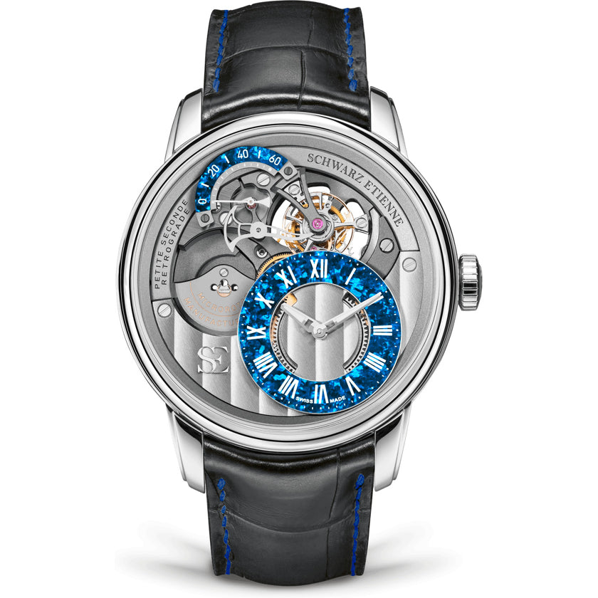 Schwarz Etienne La Chaux-de-Fonds Petite Seconde Rétrograde Tourbillon White Gold Blue