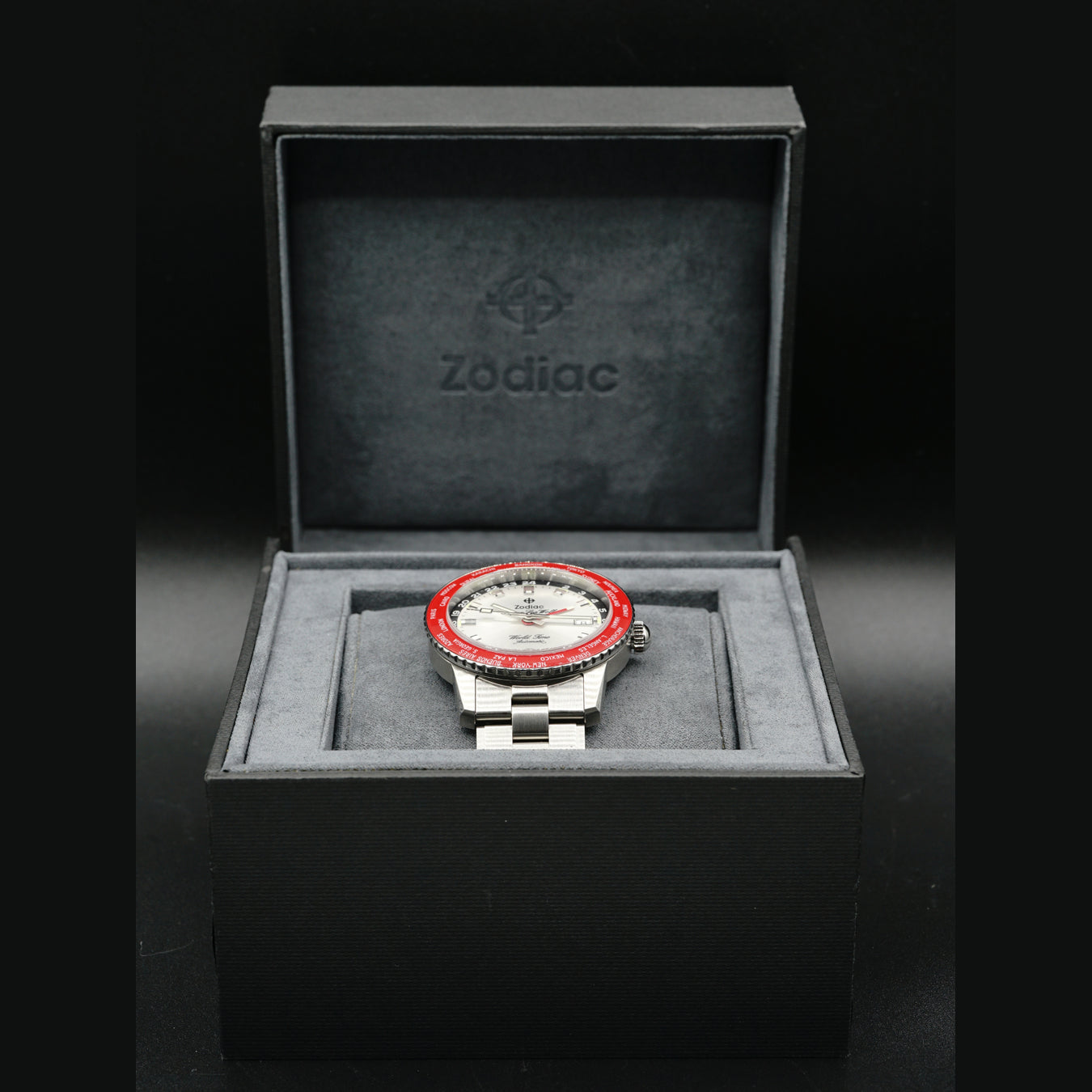 Zodiac Super Sea Wolf World Time GMT Red ZO9410