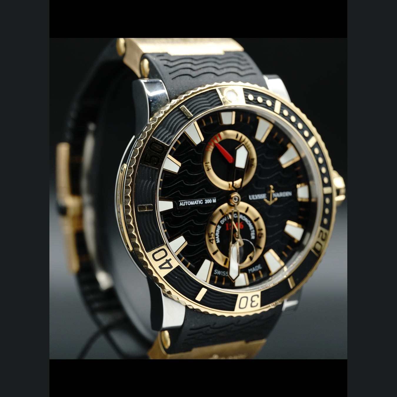 Ulysse Nardin Maxi Marine Diver Black Dial Rose Gold 265-90