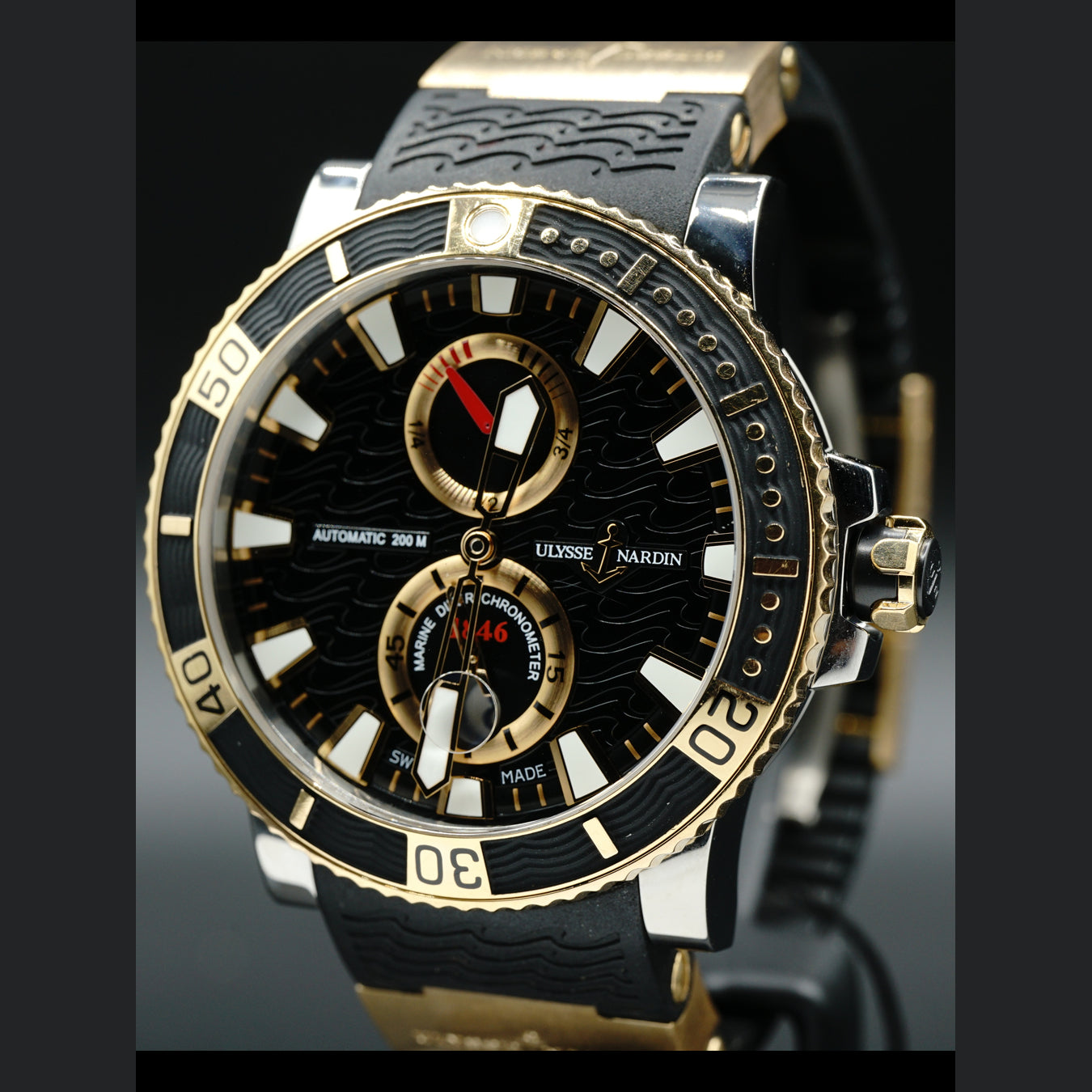 Ulysse Nardin Maxi Marine Diver Black Dial Rose Gold 265-90