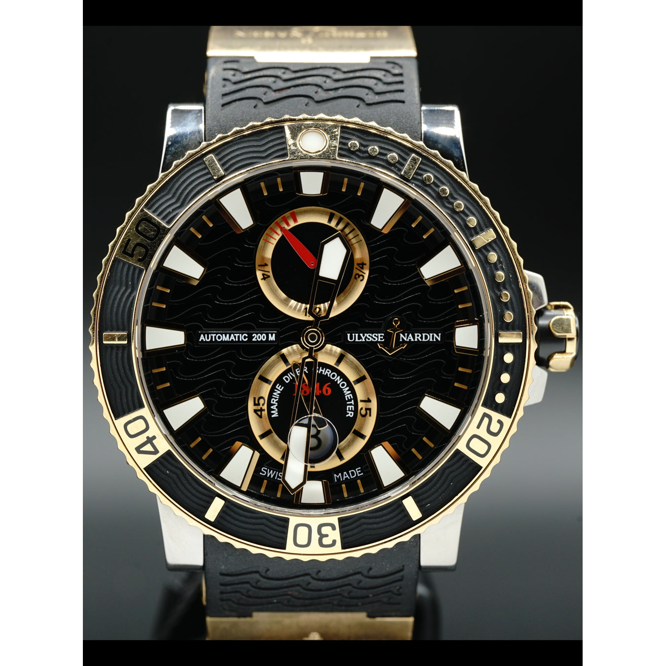 Ulysse Nardin Maxi Marine Diver Black Dial Rose Gold 265-90