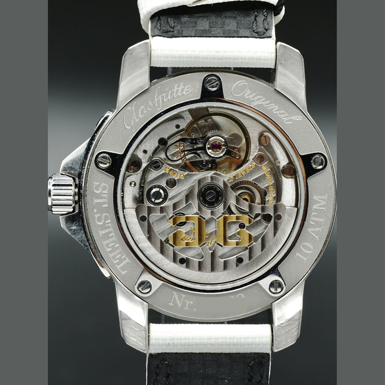 Glashütte Original 39-21-01-02-04 Evolution M 37mm Automatic on White Fabric Strap with Salmon Dial