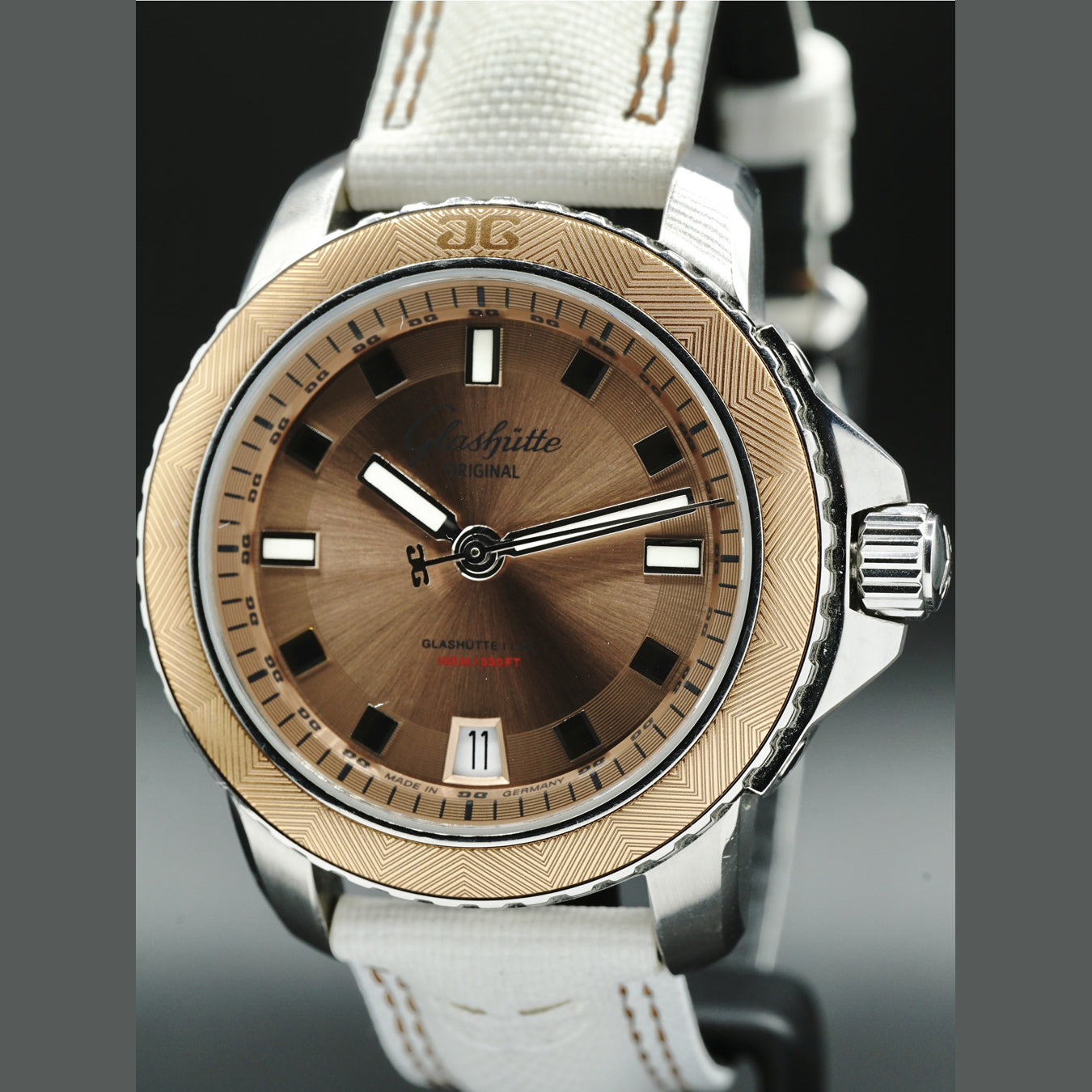 Glashütte Original 39-21-01-02-04 Evolution M 37mm Automatic on White Fabric Strap with Salmon Dial