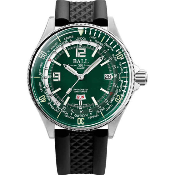 Ball DG2232A-PC-GR Engineer Master II Diver Worldtime 42mm Green Dial on Strap