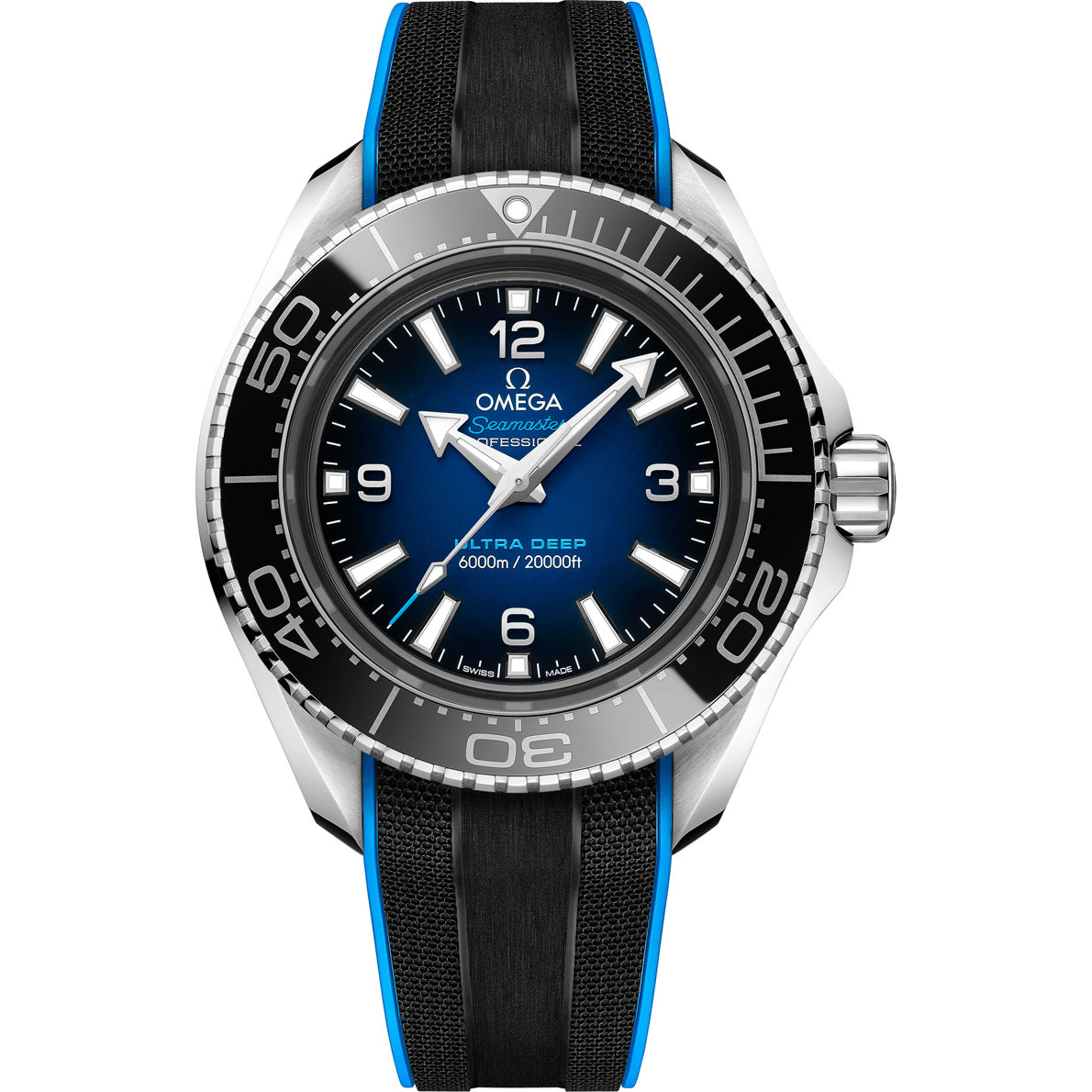 Omega Seamaster Planet Ocean 6000m Ultra Deep Blue Dial 45.5mm on Strap
