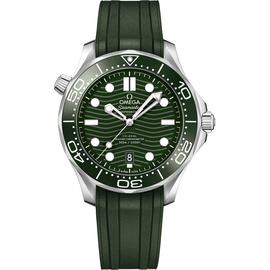 Omega Seamaster Diver 300M Green Dial on Strap 210.32.42.20.10.001