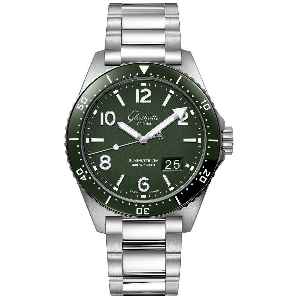 Glashütte Original SeaQ Panorama Date Reed Green on Bracelet