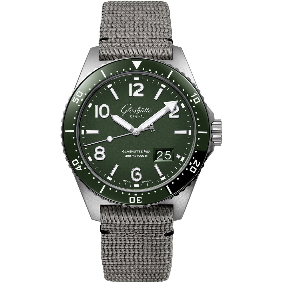 Glashütte Original SeaQ Panorama Date Reed Green on Textil Strap