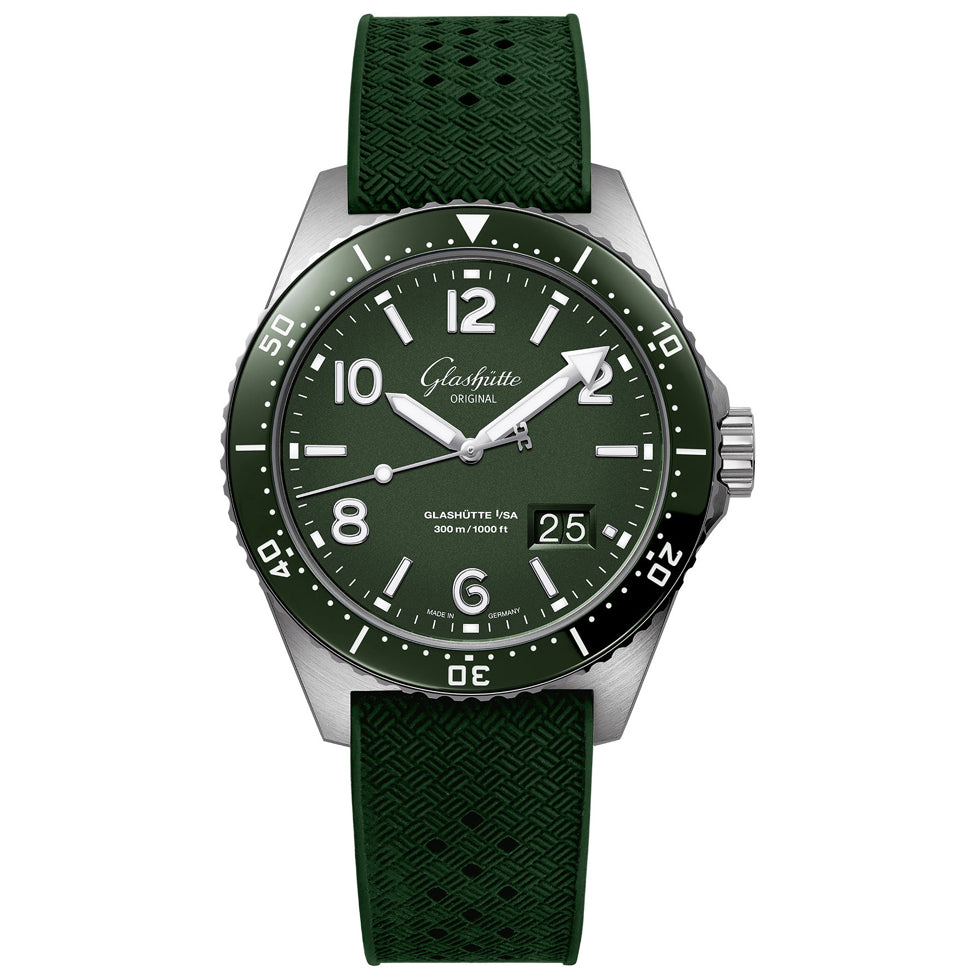 Glashütte Original SeaQ Panorama Date Reed Green on Rubber Strap