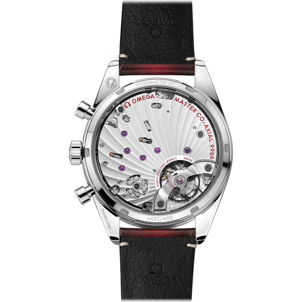 Omega Speedmaster 57 Coaxial Chronometer Chronograph Red Dial 40.5mm on Strap