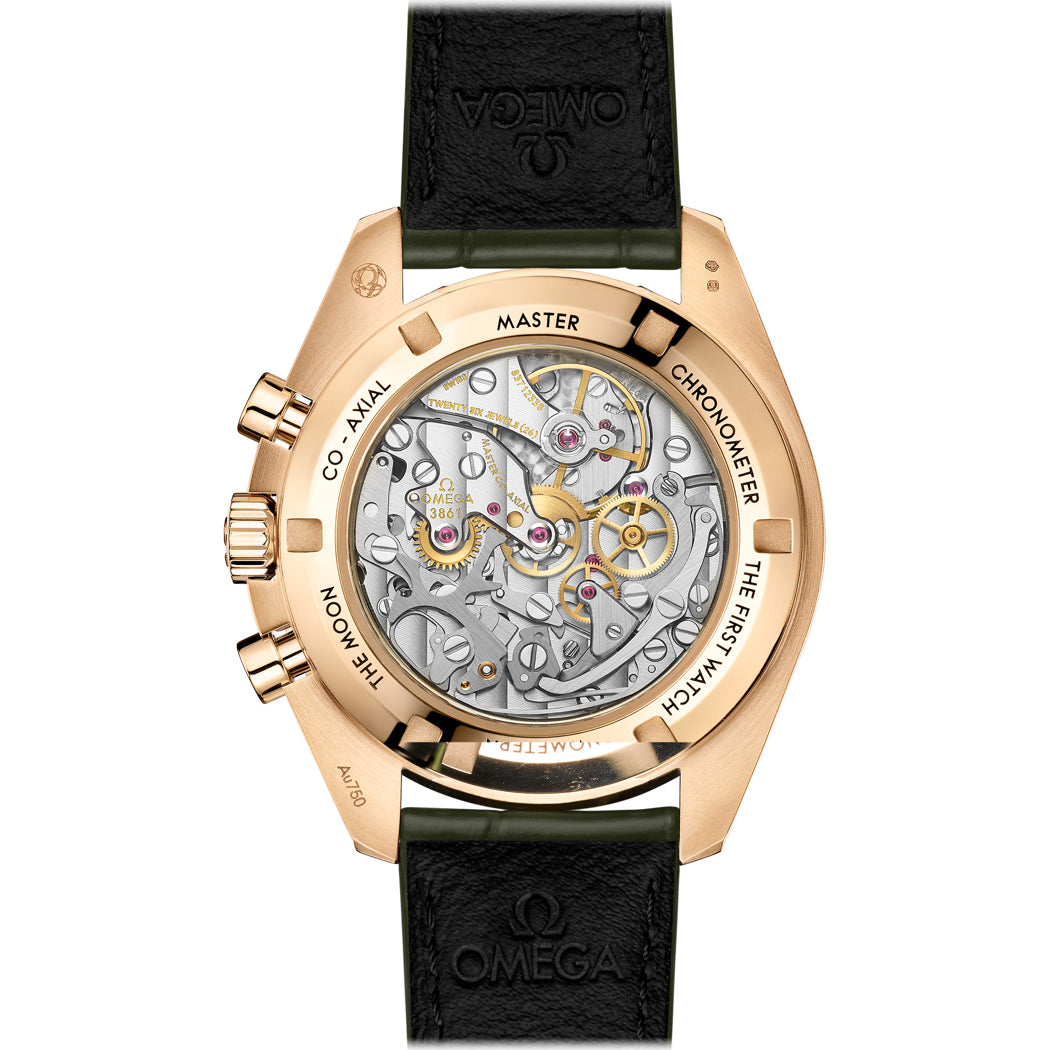 Omega Speedmaster Moonwatch Professional Master Chronometer Moonshine Gold Green Dial on Strap