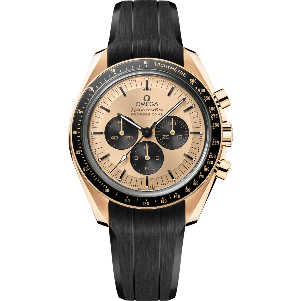 Omega Speedmaster Moonwatch Professional Master Chronometer Moonshine Gold Dial on Strap