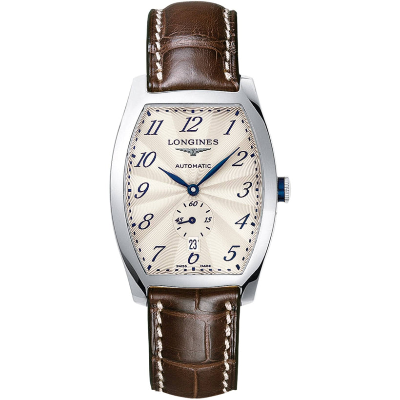 Longines Evidenza Silver "flinqué" Dial Brown Alligator Strap