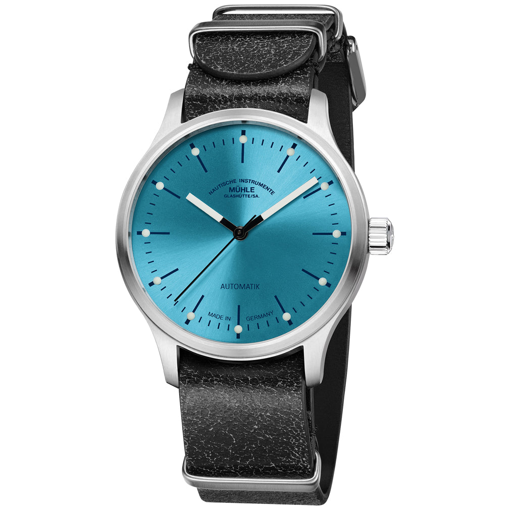 Mühle Glashütte Panova Turquoise Dial on Leather Strap