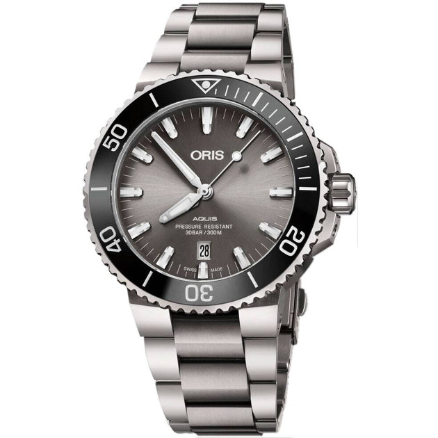 Oris Aquis Titanium Date Grey Dial on Bracelet