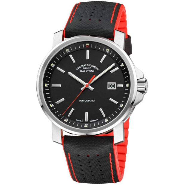 Mühle Glashütte 29ER Big Black Dial Leather Rubber Strap