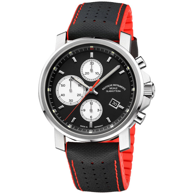 Mühle Glashütte 29ER Chronograph Black Dial Leather Rubber Strap