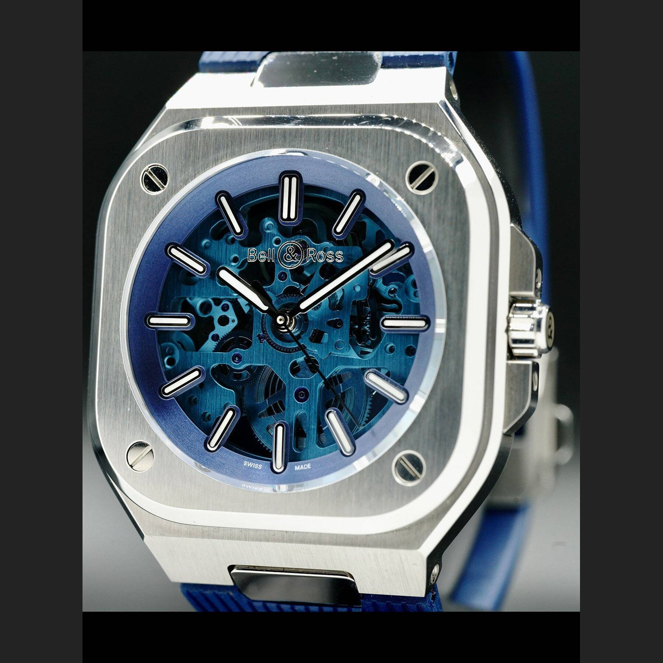 Bell & Ross BR 05 Skeleton Blue on Strap BR05A-BLU-SKST-SRB