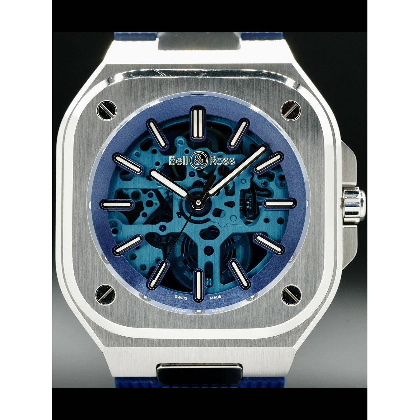 Bell & Ross BR 05 Skeleton Blue on Strap BR05A-BLU-SKST-SRB