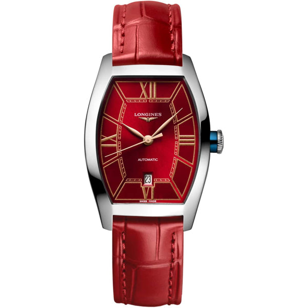 Longines Evidenza Red Dial on Strap L2.142.4.09.2