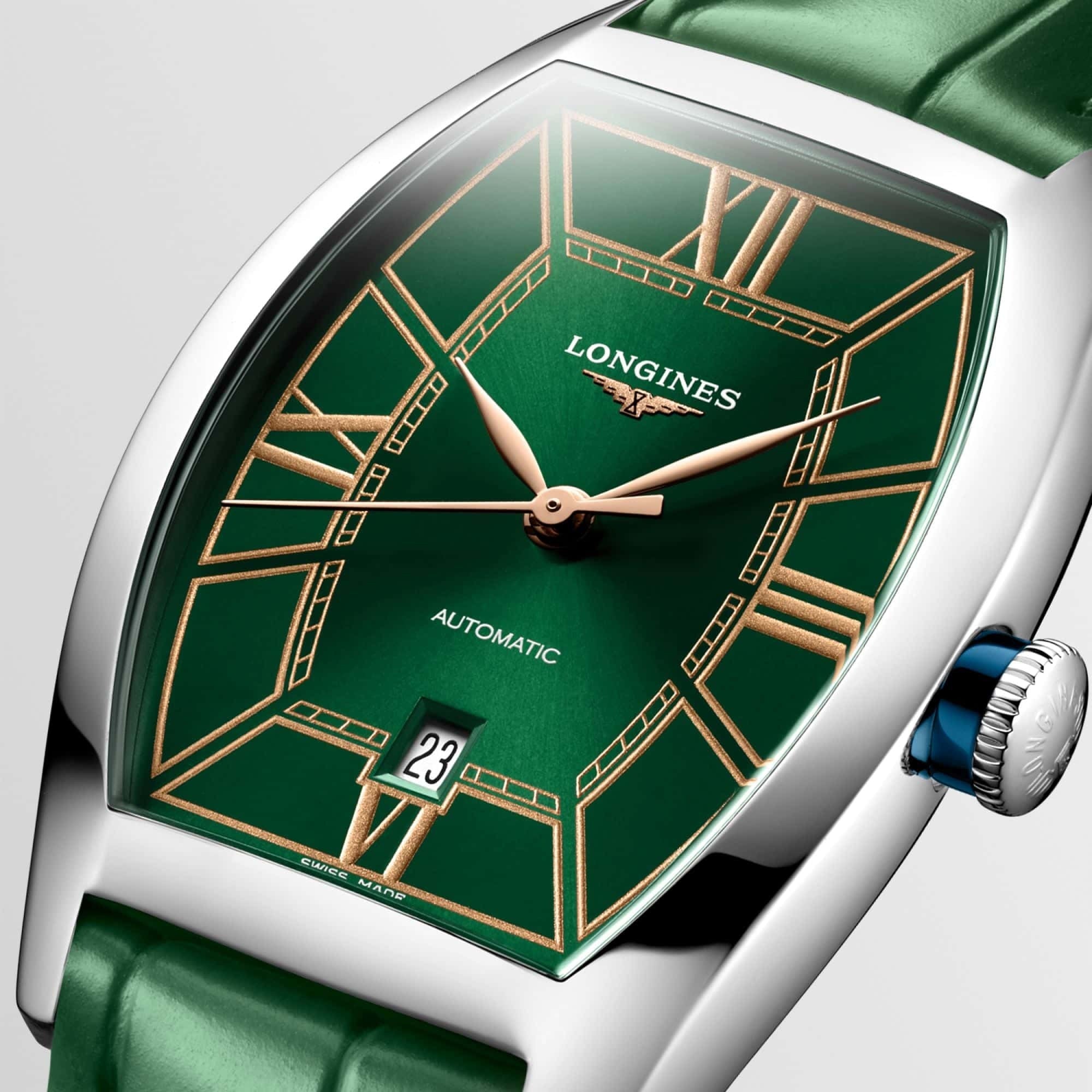 Longines Evidenza Green Dial on Strap L2.142.4.06.2