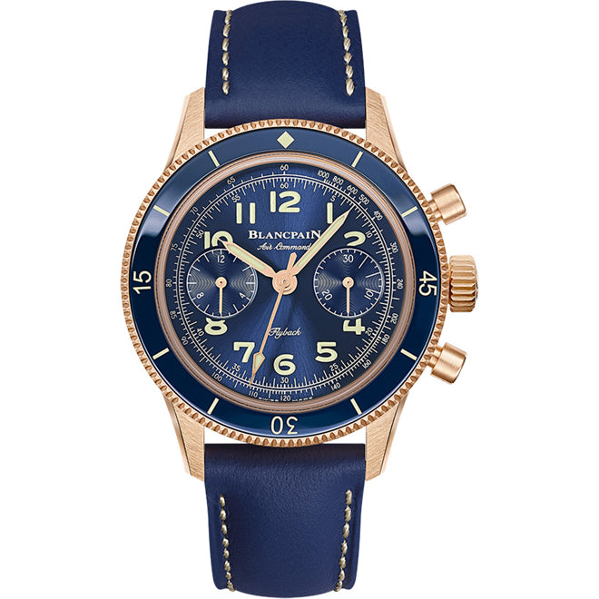 Blancpain Air Command Blue Dial Red Gold 36mm on Strap