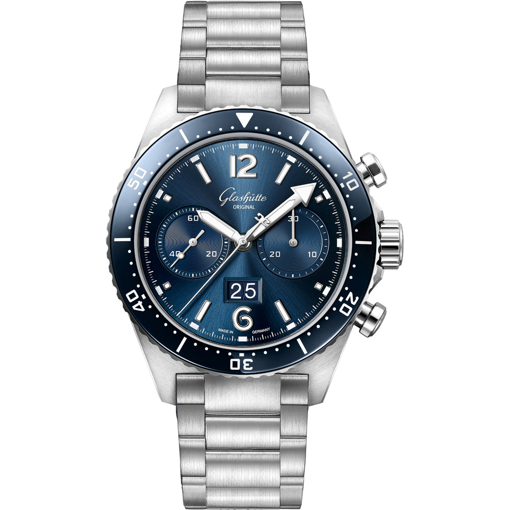 Glashütte Original SeaQ Chronograph Blue Dial on Bracelet 1-37-23-02-81-70