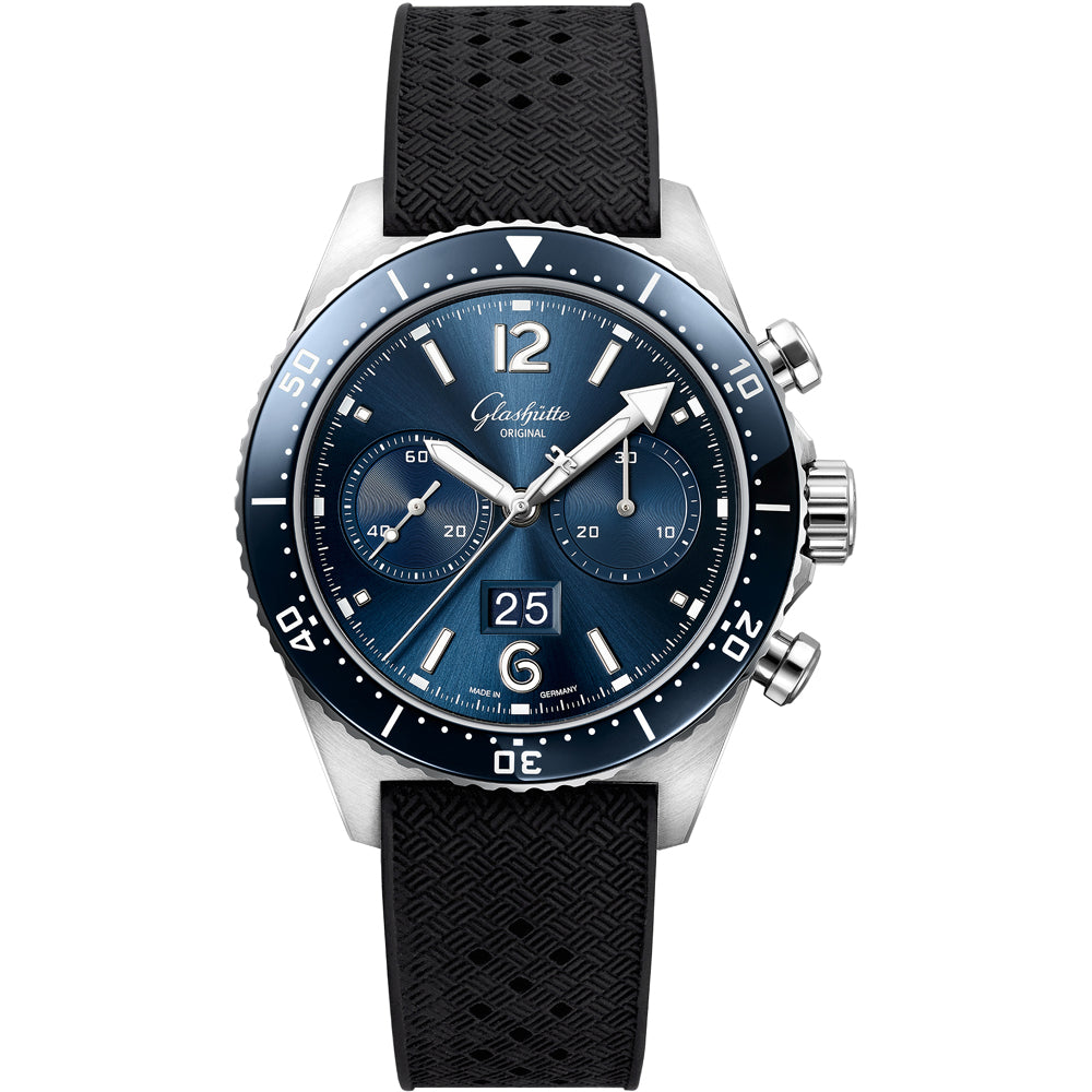 Glashütte Original SeaQ Chronograph Blue Dial on Rubber Strap