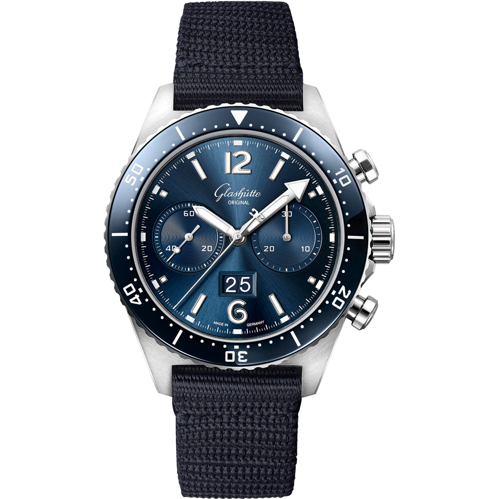Glashütte Original SeaQ Chronograph Blue Dial on Blue Strap 1-37-23-02-81-36