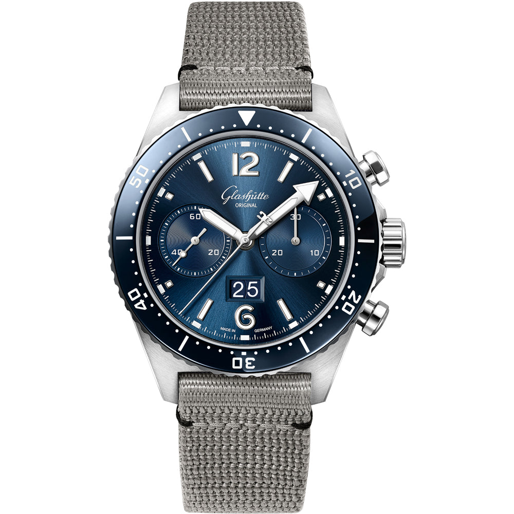 Glashütte Original SeaQ Chronograph Blue Dial on Grey Strap