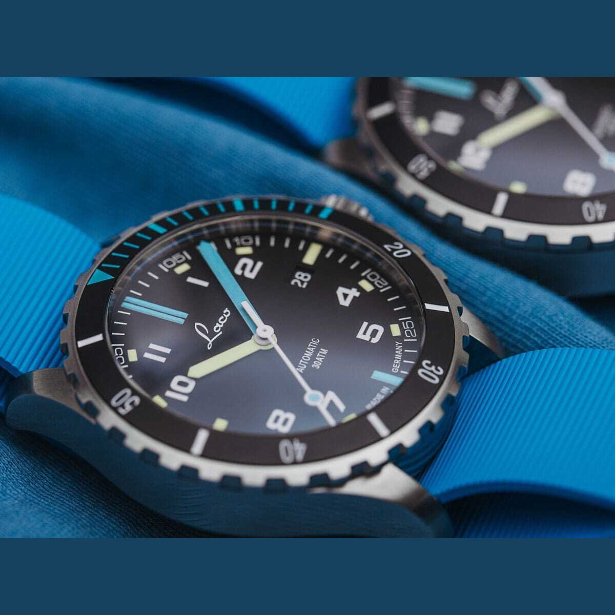 Laco Squad Atlantik 39 on Blue Rubber Strap