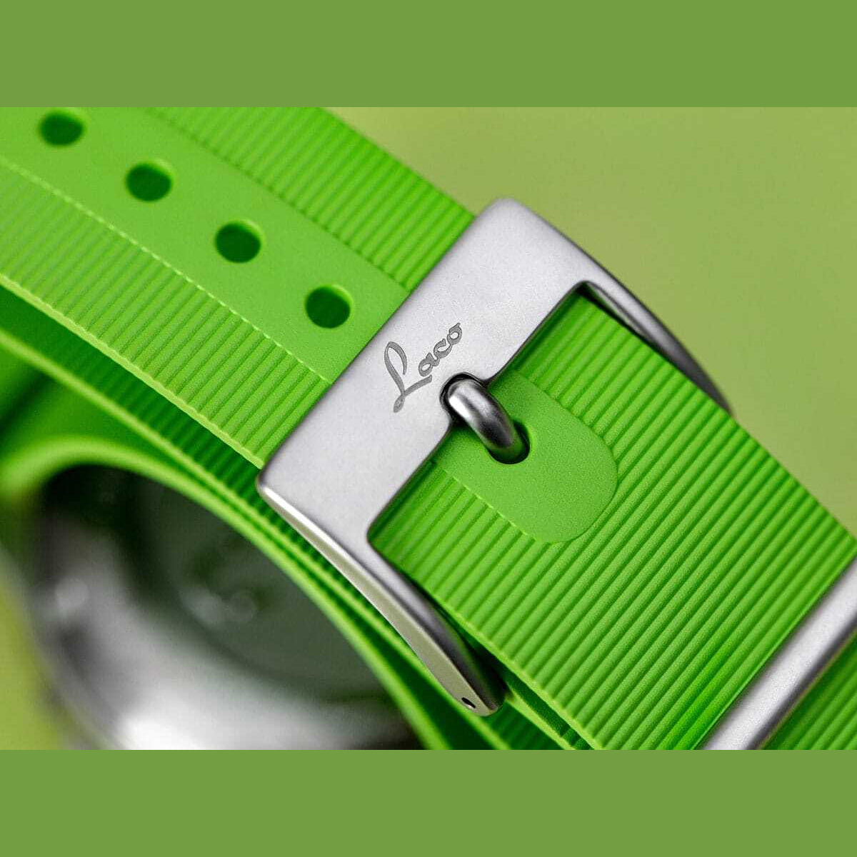 Laco Squad Amazonas 39 on Green Rubber Strap