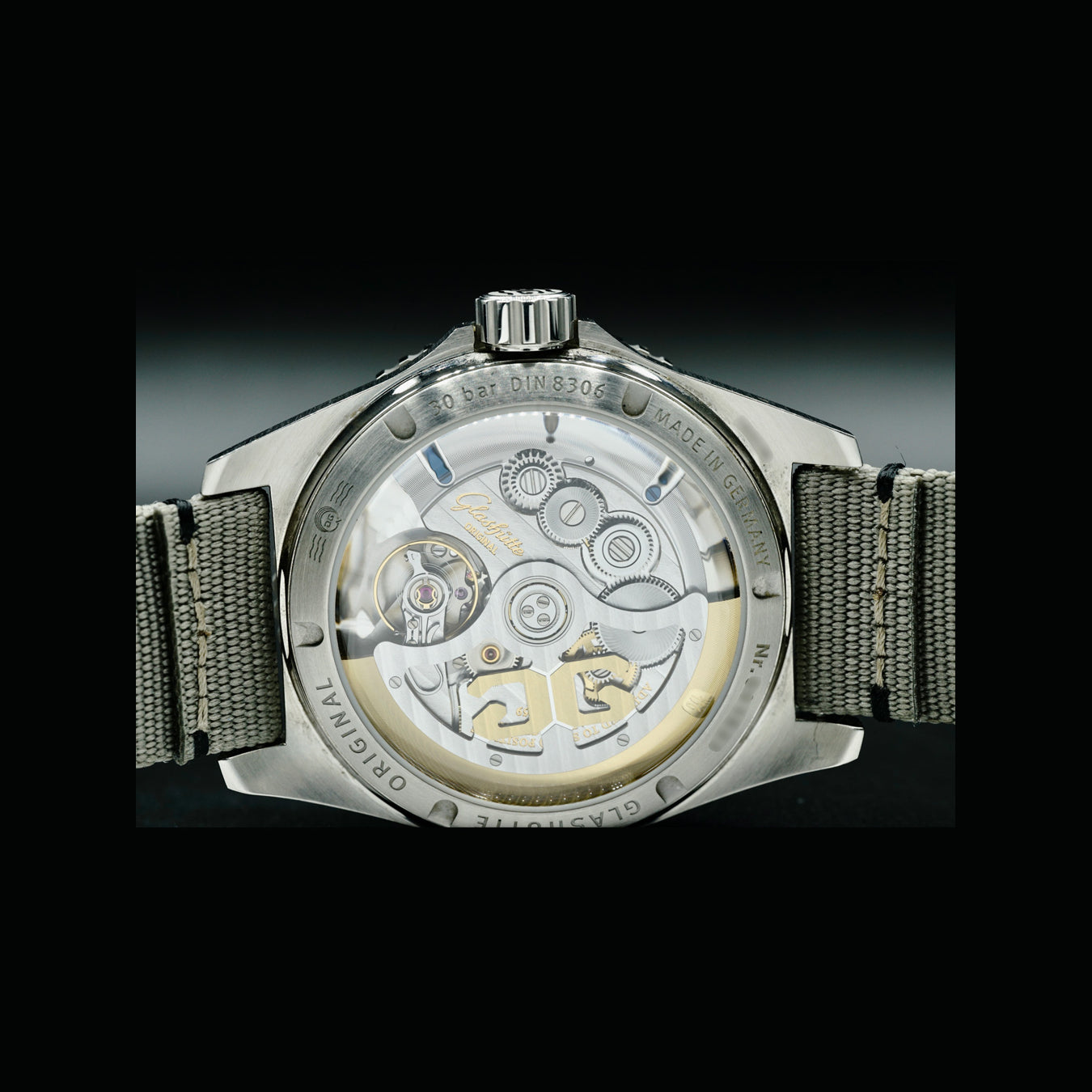 Glashütte Original SeaQ Pano Date Blue Dial on Grey Nylon 1-36-13-02-81-34