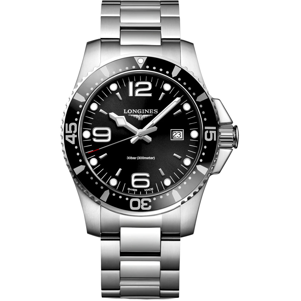 Longines Hydroconquest Black Dial 44mm on Bracelet L3.840.4.56.6