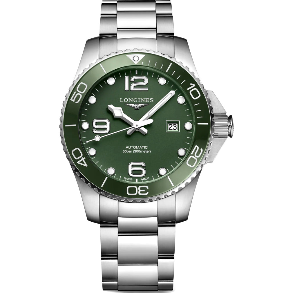 Longines Hydroconquest Green Dial on Bracelet L3.782.4.06.6