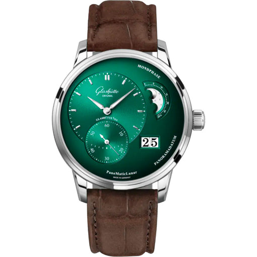 Glashütte Original PanoMaticLunar Green Dial on Leather Strap