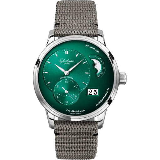 Glashütte Original PanoMaticLunar Green Dial on Nylon Strap