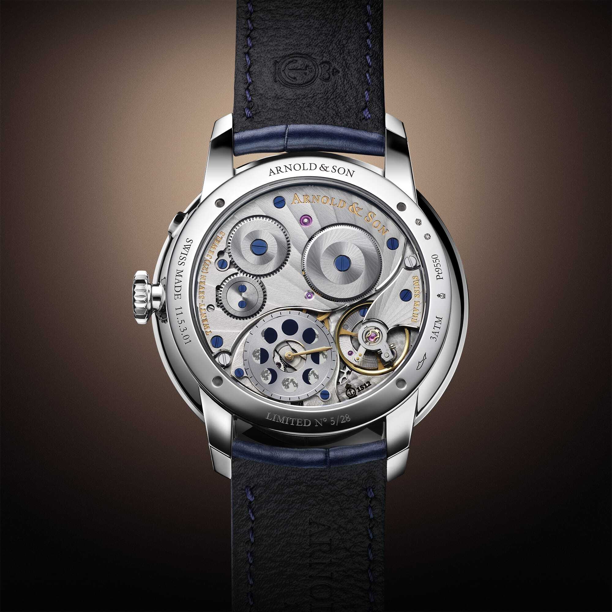 Arnold & Son 1GLBX.P01A.C200W Perpetual Moon 41.5 Platinum Salmon Celestial Rays