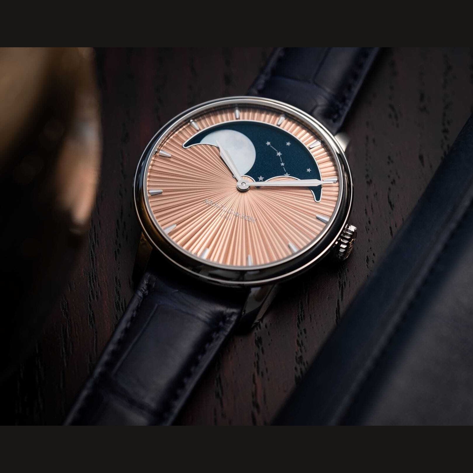 Arnold & Son 1GLBX.P01A.C200W Perpetual Moon 41.5 Platinum Salmon Celestial Rays