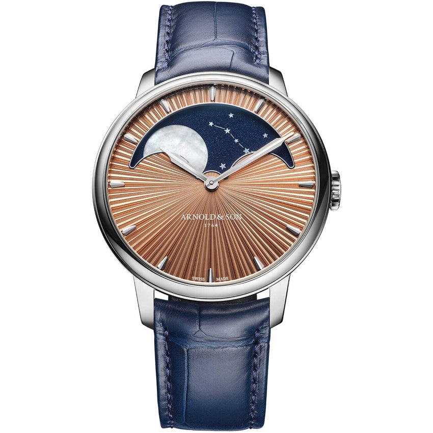 Arnold & Son 1GLBX.P01A.C200W Perpetual Moon 41.5 Platinum Salmon Celestial Rays