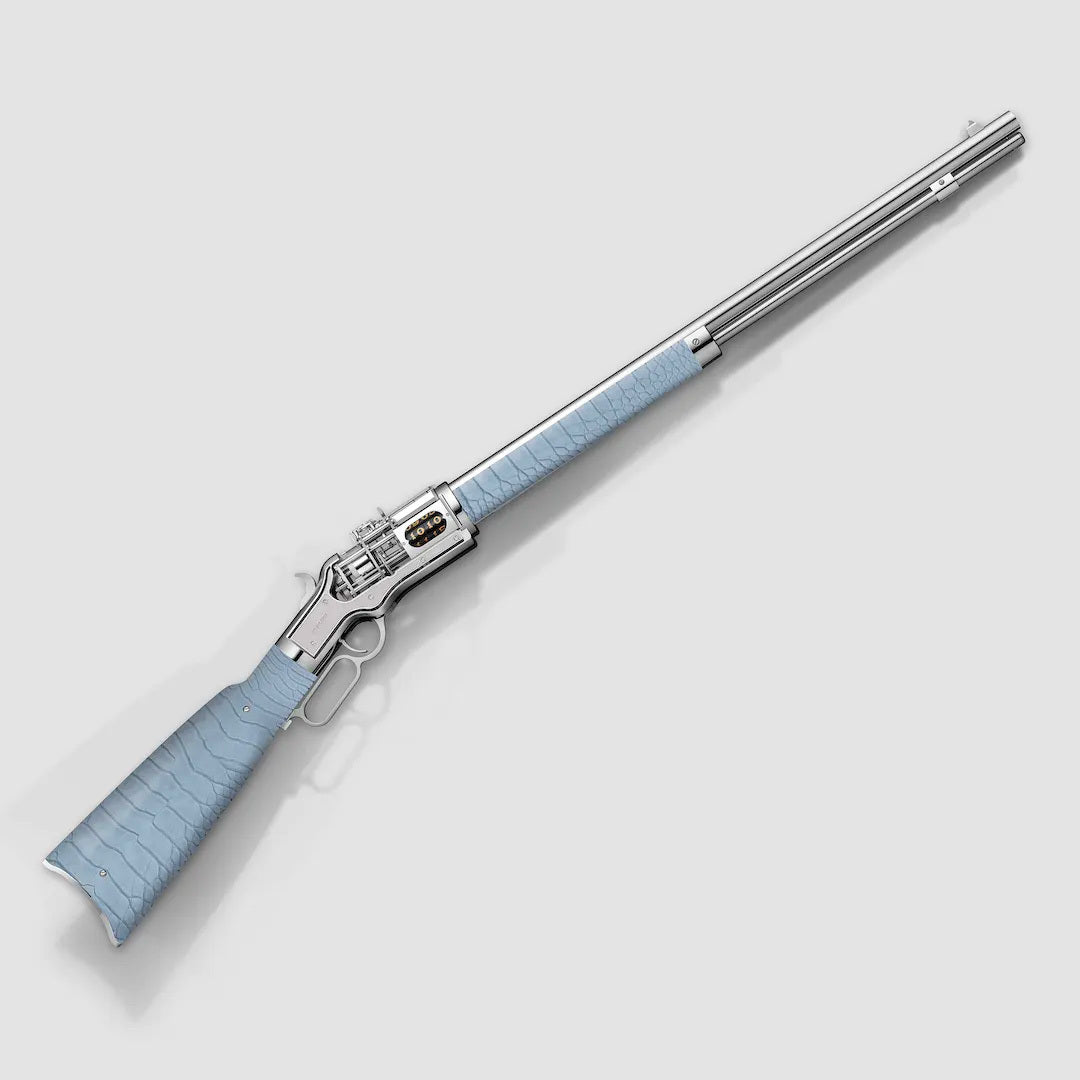 Winchester Reimagined Silver Blue-Grey Alligator Tashi Clock