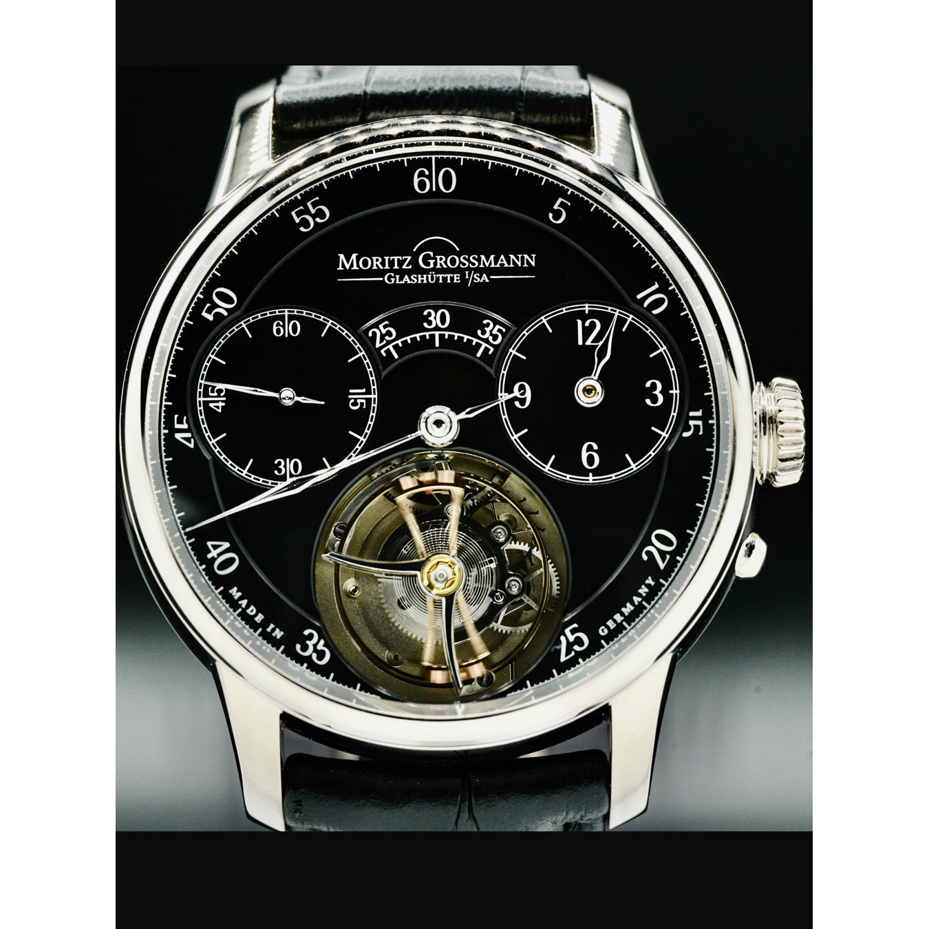 Moritz Grossmann Benu Tourbillon Black Dial White Gold MG-000779