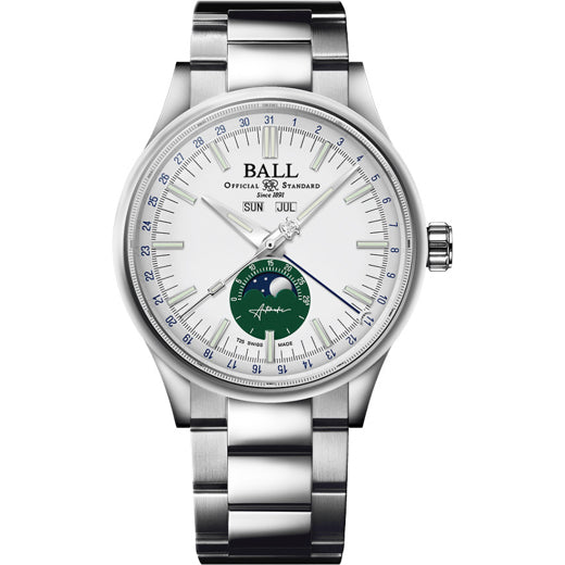 Ball Engineer II Moon Calendar White and Green Dial