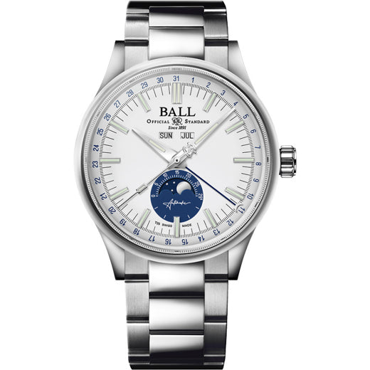 Ball Engineer II Moon Calendar White and Blue Dial